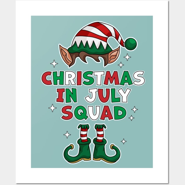 Christmas In July Squad Funny Summer Xmas Elf Wall Art by OrangeMonkeyArt